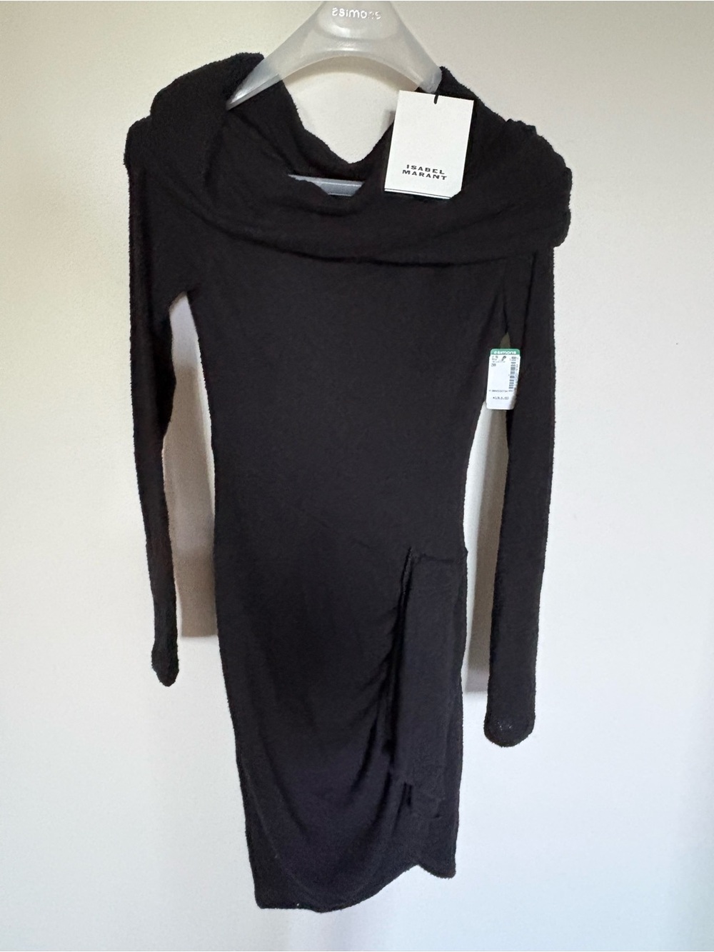 Isabel Marant Black Long-Sleeve Cowl Neck Dress